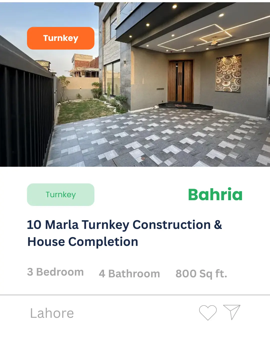 10 Marla House Construction in Bahria Lahore by Ghargo.pk